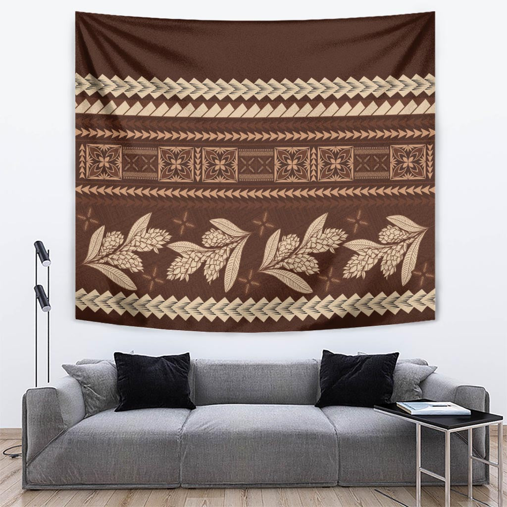 Brown Samoa Siapo Teuila Flowers Tapestry