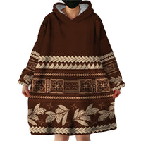 Brown Samoa Siapo Teuila Flowers Wearable Blanket Hoodie