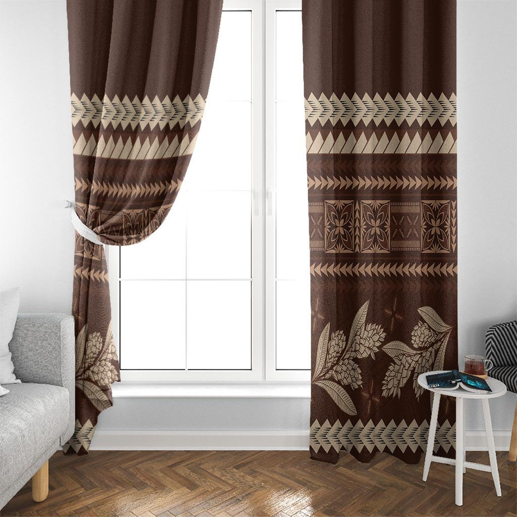 Brown Samoa Siapo Teuila Flowers Window Curtain
