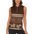 Brown Samoa Siapo Teuila Flowers Women Sleeveless Polo Shirt