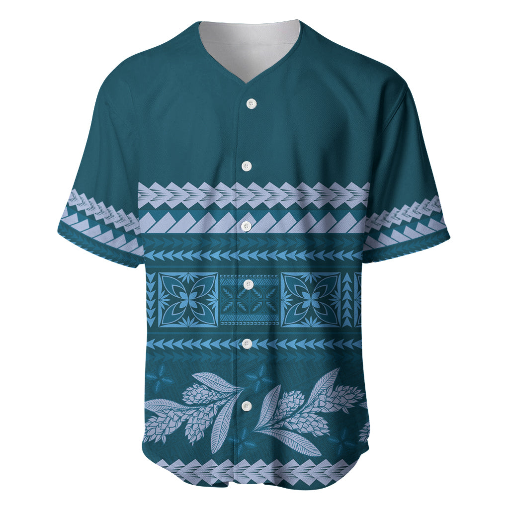 Dark Cyan Samoa Siapo Teuila Flowers Baseball Jersey