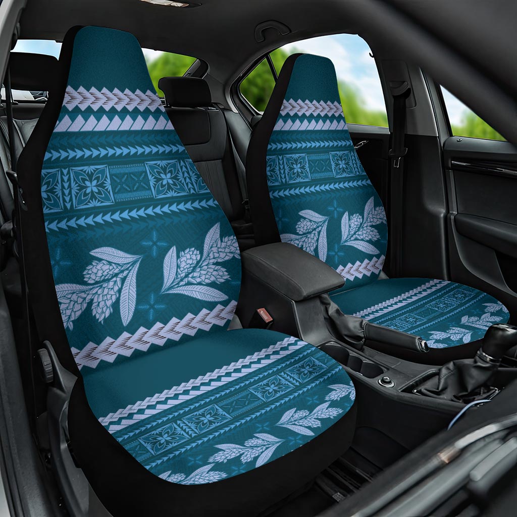 Dark Cyan Samoa Siapo Teuila Flowers Car Seat Cover