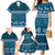 Dark Cyan Samoa Siapo Teuila Flowers Family Matching Mermaid Dress and Hawaiian Shirt