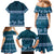 Dark Cyan Samoa Siapo Teuila Flowers Family Matching Mermaid Dress and Hawaiian Shirt