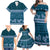 Dark Cyan Samoa Siapo Teuila Flowers Family Matching Off Shoulder Maxi Dress and Hawaiian Shirt