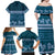 Dark Cyan Samoa Siapo Teuila Flowers Family Matching Off Shoulder Maxi Dress and Hawaiian Shirt