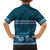 Dark Cyan Samoa Siapo Teuila Flowers Family Matching Off Shoulder Short Dress and Hawaiian Shirt