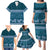 Dark Cyan Samoa Siapo Teuila Flowers Family Matching Puletasi and Hawaiian Shirt