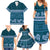 Dark Cyan Samoa Siapo Teuila Flowers Family Matching Summer Maxi Dress and Hawaiian Shirt