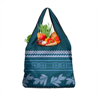 Dark Cyan Samoa Siapo Teuila Flowers Grocery Bag LT14 1-pack One Size Dark Cyan - Polynesian Pride