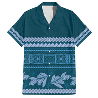 Dark Cyan Samoa Siapo Teuila Flowers Hawaiian Shirt