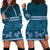 Dark Cyan Samoa Siapo Teuila Flowers Hoodie Dress