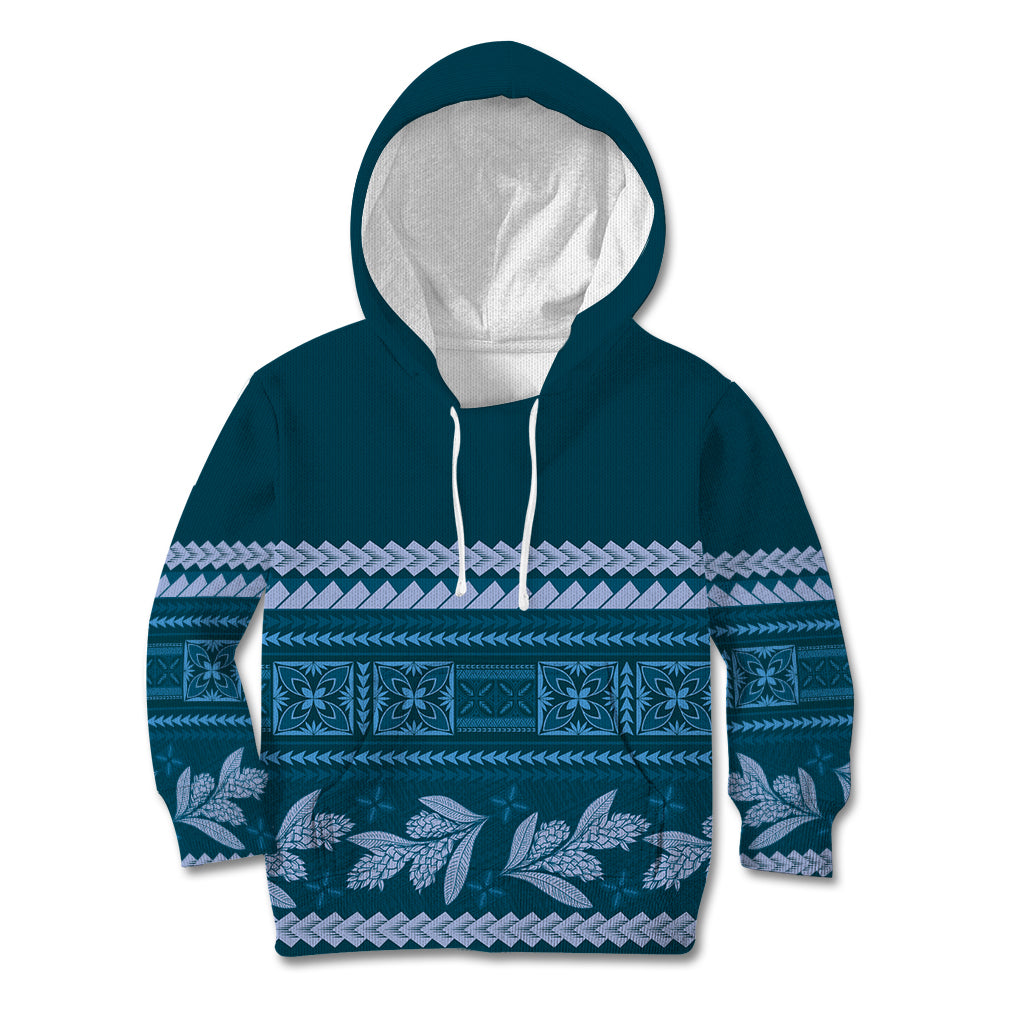 Dark Cyan Samoa Siapo Teuila Flowers Kid Hoodie