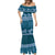 Dark Cyan Samoa Siapo Teuila Flowers Mermaid Dress