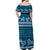 Dark Cyan Samoa Siapo Teuila Flowers Off Shoulder Maxi Dress