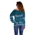 Dark Cyan Samoa Siapo Teuila Flowers Off Shoulder Sweater