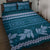 Dark Cyan Samoa Siapo Teuila Flowers Quilt Bed Set