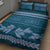 Dark Cyan Samoa Siapo Teuila Flowers Quilt Bed Set