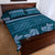 Dark Cyan Samoa Siapo Teuila Flowers Quilt Bed Set