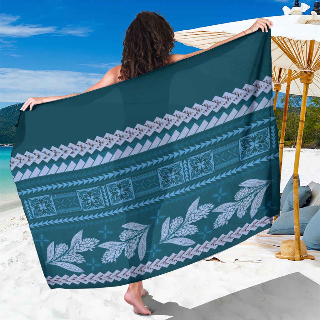 Dark Cyan Samoa Siapo Teuila Flowers Sarong