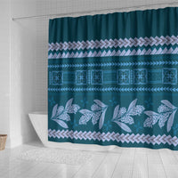 Dark Cyan Samoa Siapo Teuila Flowers Shower Curtain