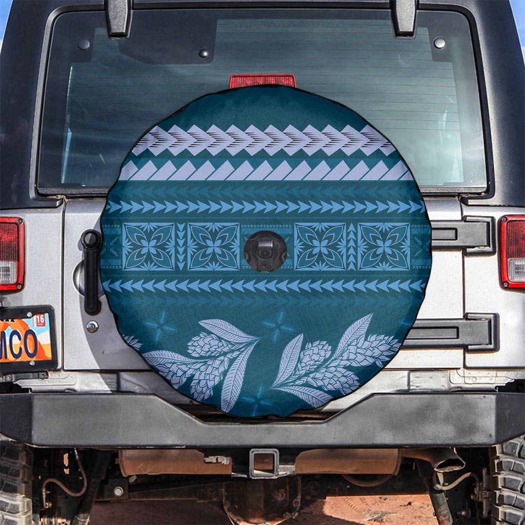 Dark Cyan Samoa Siapo Teuila Flowers Spare Tire Cover