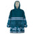 Dark Cyan Samoa Siapo Teuila Flowers Wearable Blanket Hoodie