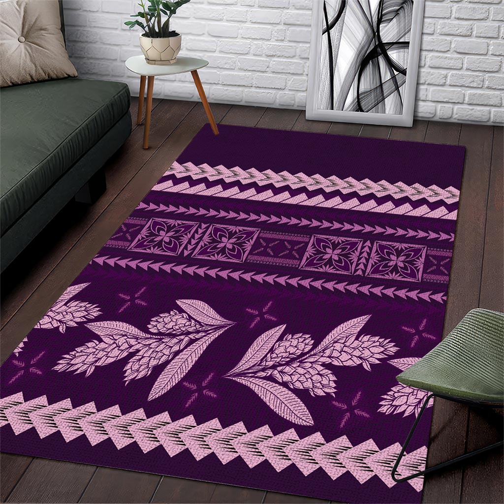 Purple Samoa Siapo Teuila Flowers Area Rug