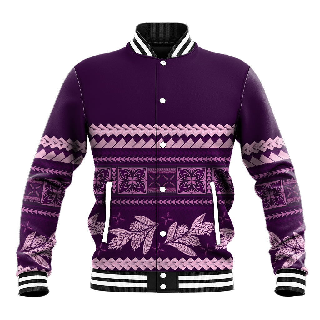 Purple Samoa Siapo Teuila Flowers Baseball Jacket