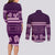 Purple Samoa Siapo Teuila Flowers Couples Matching Long Sleeve Bodycon Dress and Long Sleeve Button Shirt