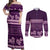 Purple Samoa Siapo Teuila Flowers Couples Matching Off Shoulder Maxi Dress and Long Sleeve Button Shirt