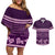 Purple Samoa Siapo Teuila Flowers Couples Matching Off Shoulder Short Dress and Hawaiian Shirt