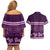 Purple Samoa Siapo Teuila Flowers Couples Matching Off Shoulder Short Dress and Hawaiian Shirt