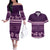 Purple Samoa Siapo Teuila Flowers Couples Matching Off The Shoulder Long Sleeve Dress and Hawaiian Shirt