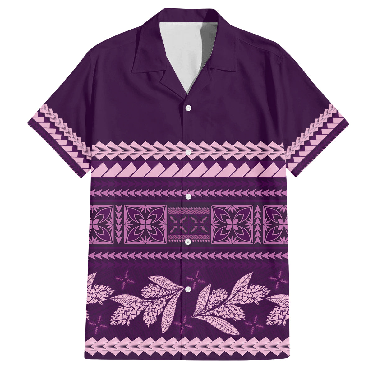 Purple Samoa Siapo Teuila Flowers Family Matching Long Sleeve Bodycon Dress and Hawaiian Shirt