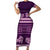 Purple Samoa Siapo Teuila Flowers Family Matching Short Sleeve Bodycon Dress and Hawaiian Shirt