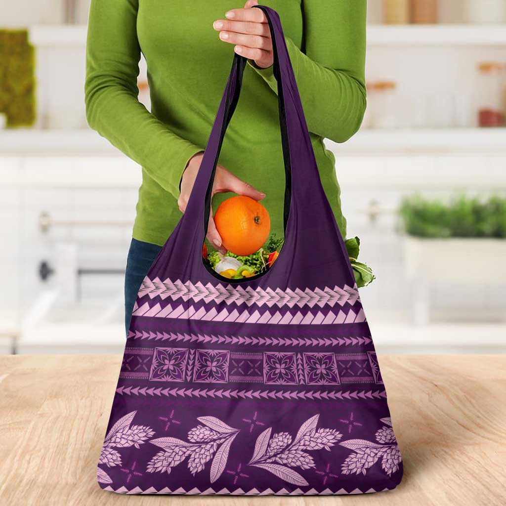 Purple Samoa Siapo Teuila Flowers Grocery Bag LT14 - Polynesian Pride