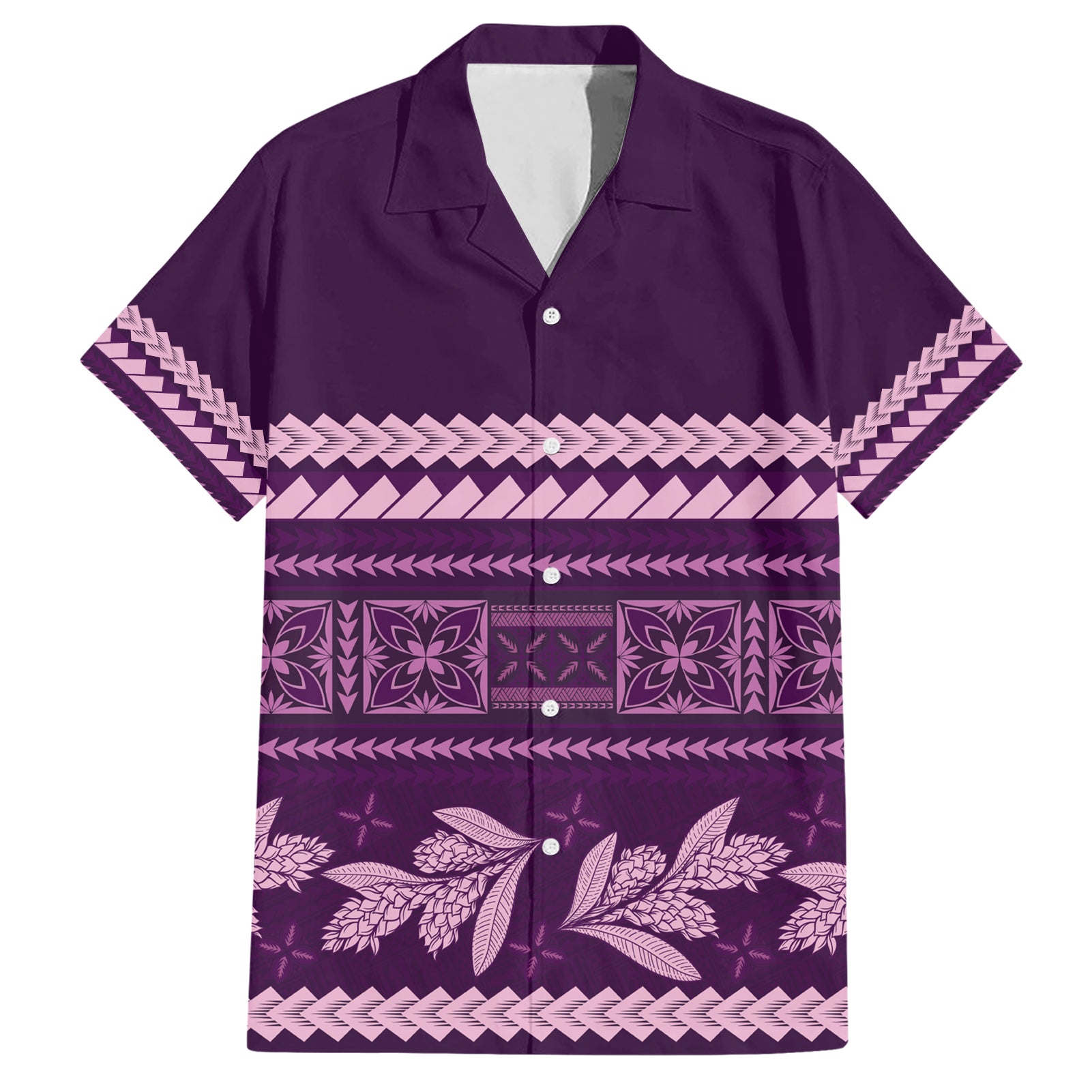 Purple Samoa Siapo Teuila Flowers Hawaiian Shirt