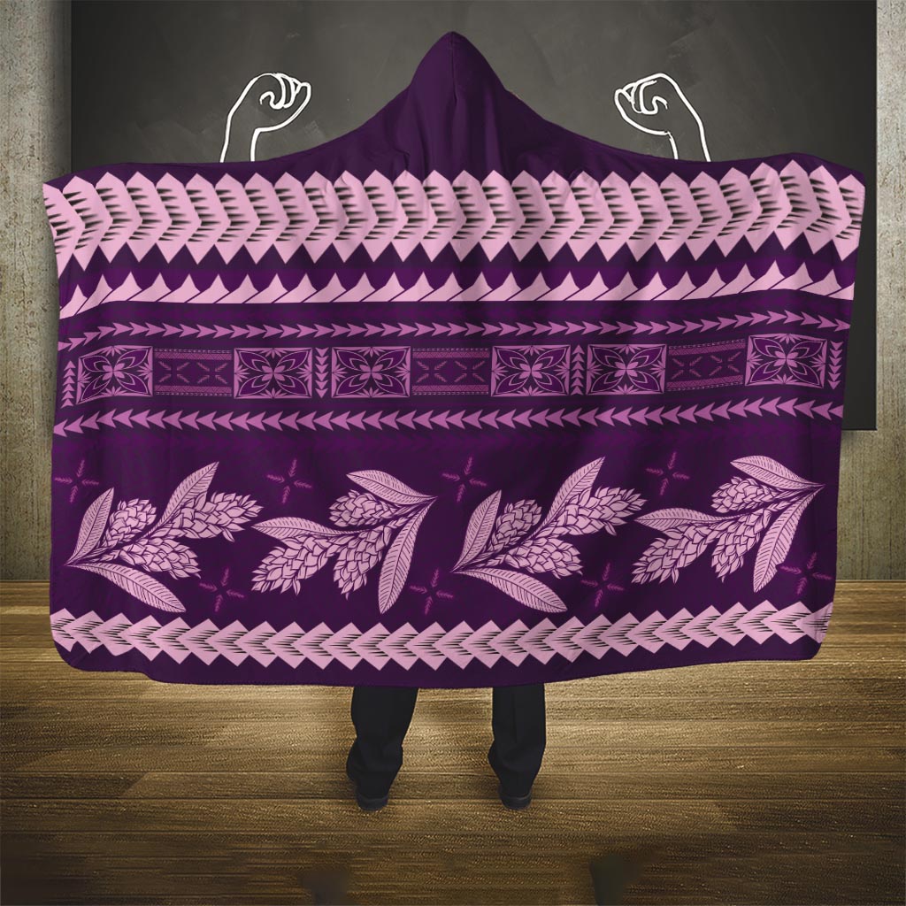 Purple Samoa Siapo Teuila Flowers Hooded Blanket