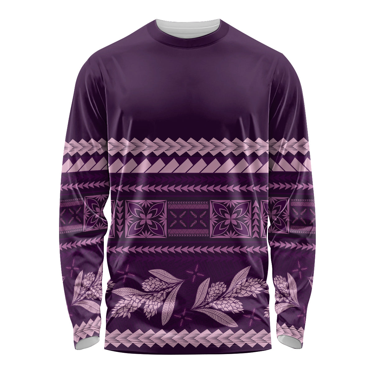 Purple Samoa Siapo Teuila Flowers Long Sleeve Shirt