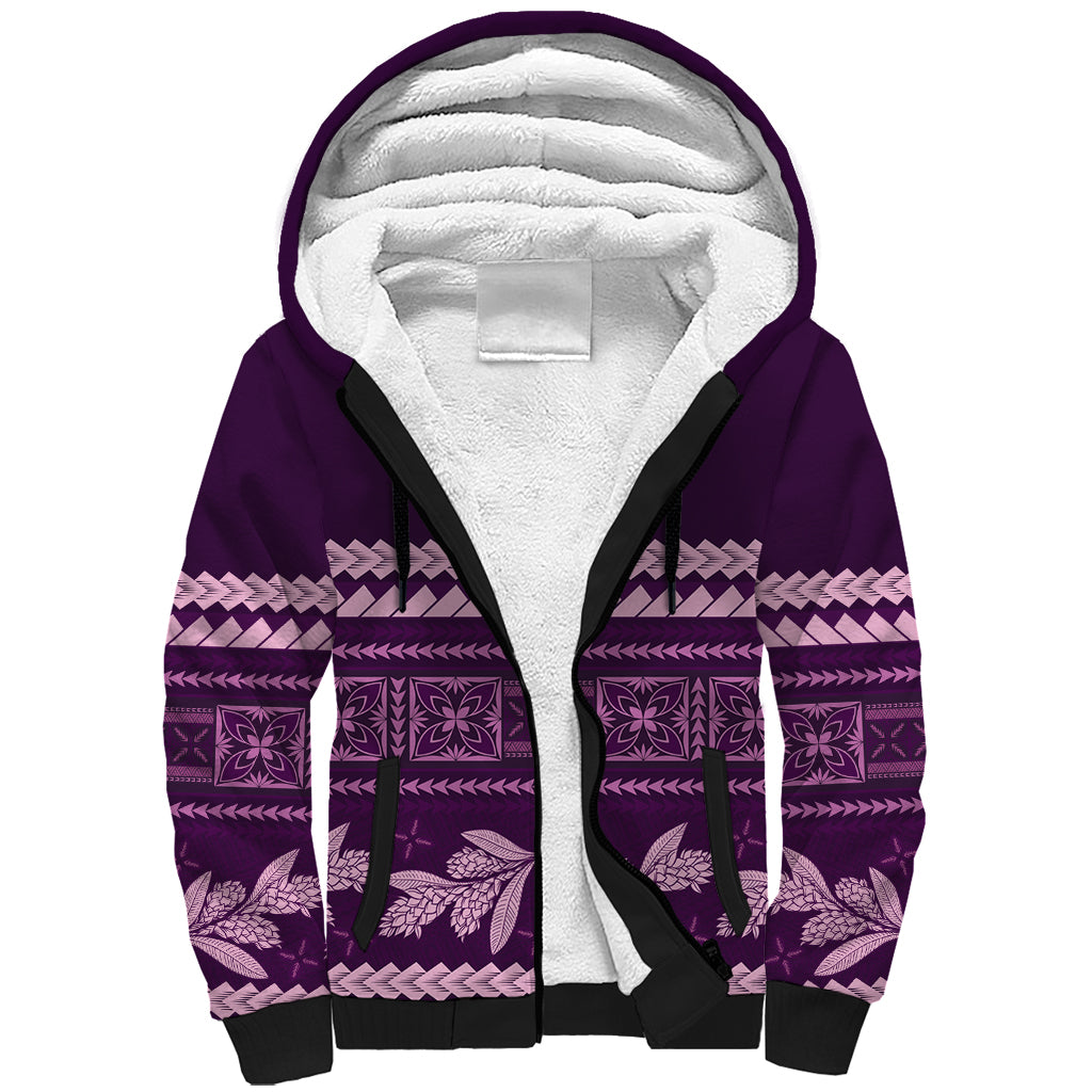 Purple Samoa Siapo Teuila Flowers Sherpa Hoodie