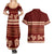 Red Samoa Siapo Teuila Flowers Couples Matching Summer Maxi Dress and Hawaiian Shirt