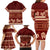 Red Samoa Siapo Teuila Flowers Family Matching Long Sleeve Bodycon Dress and Hawaiian Shirt