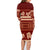 Red Samoa Siapo Teuila Flowers Family Matching Long Sleeve Bodycon Dress and Hawaiian Shirt