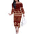 Red Samoa Siapo Teuila Flowers Family Matching Off The Shoulder Long Sleeve Dress and Hawaiian Shirt