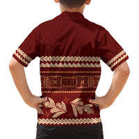 Red Samoa Siapo Teuila Flowers Family Matching Puletasi and Hawaiian Shirt