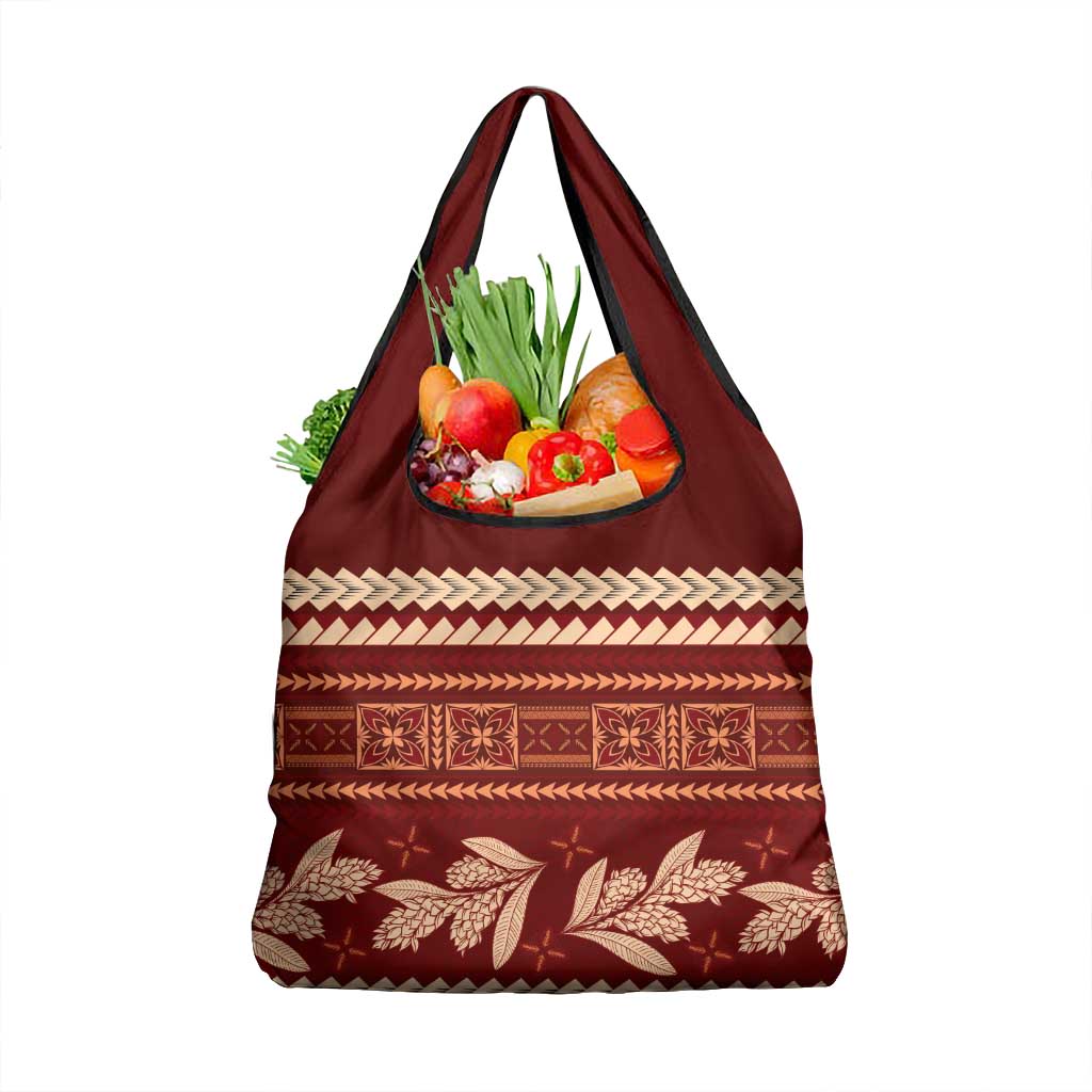 Red Samoa Siapo Teuila Flowers Grocery Bag LT14 1-pack One Size Red - Polynesian Pride
