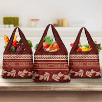 Red Samoa Siapo Teuila Flowers Grocery Bag LT14 3-pack One Size Red - Polynesian Pride