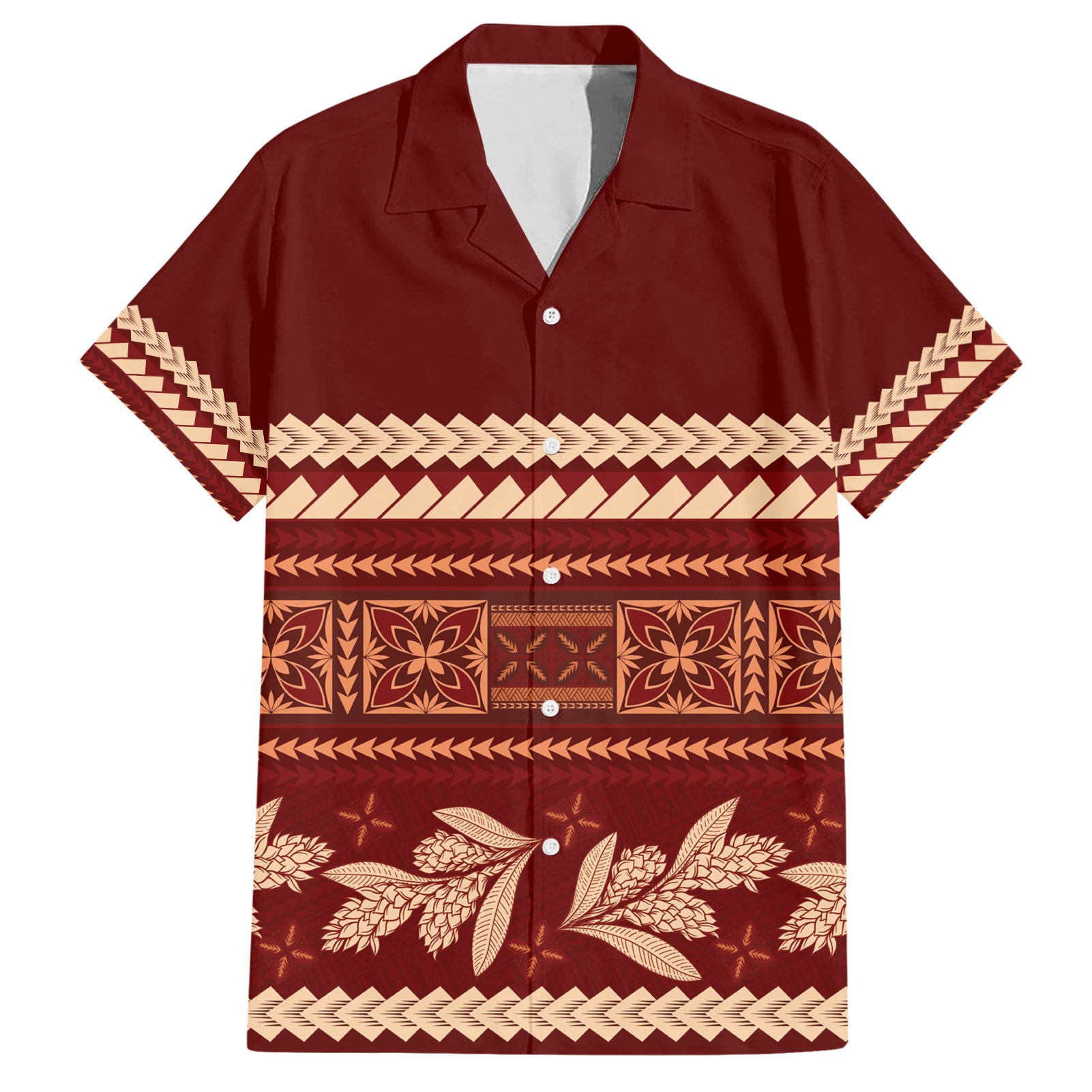 Red Samoa Siapo Teuila Flowers Hawaiian Shirt