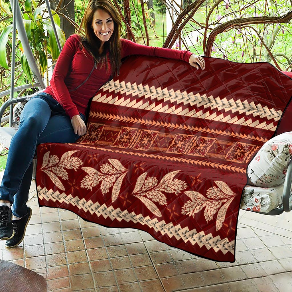 Red Samoa Siapo Teuila Flowers Quilt